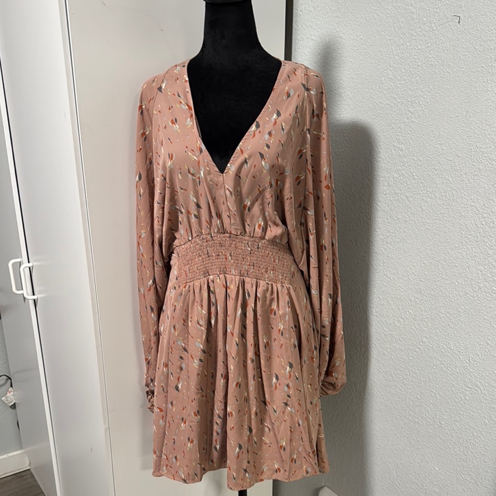 Promesa Blush Long Sleeve Dress with Pattern